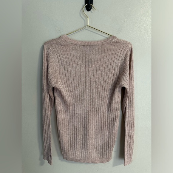 Tommy Hilfiger Women's Metallic-Knit Ribbed V-Neck Ivy Sweater size Medium - Picture 3 of 7